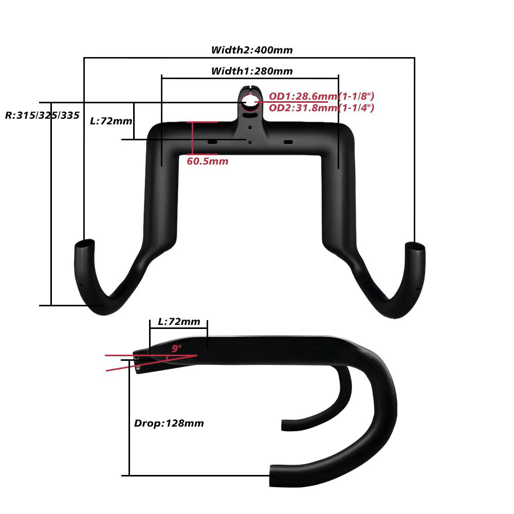 DFS Carbon Fiber Integrated Road Handlebar | 400mm Aero Racing Handlebar